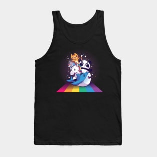 Cute Animals riding a rainbow Tank Top